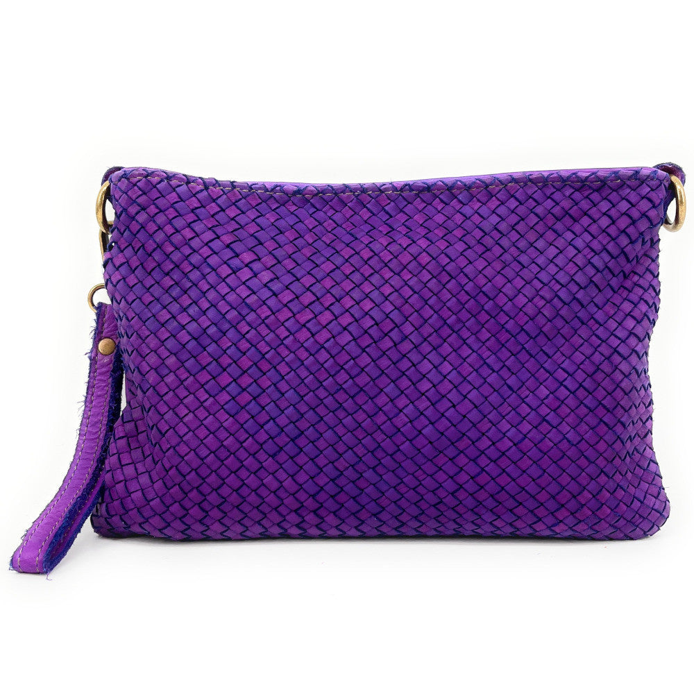 Sac pochette à bandoulière en cuir tressé MISS JOE Violet