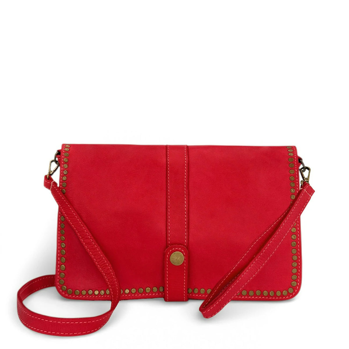 Bolso bandolera de piel vintage MISS K Rojo granza