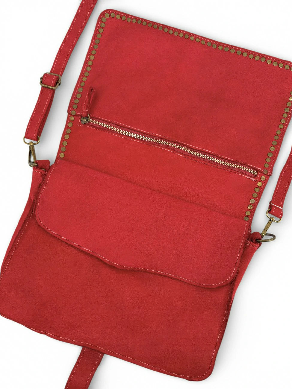 Bolso bandolera de piel vintage MISS K Rojo granza