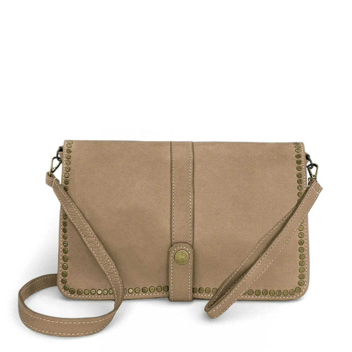 Bolso bandolera en piel vintage MISS K Topo claro