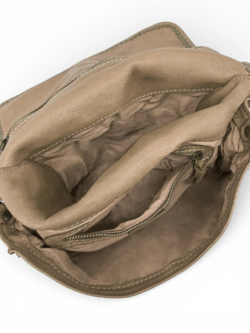 Bolso bandolera en piel vintage MISS K Topo claro