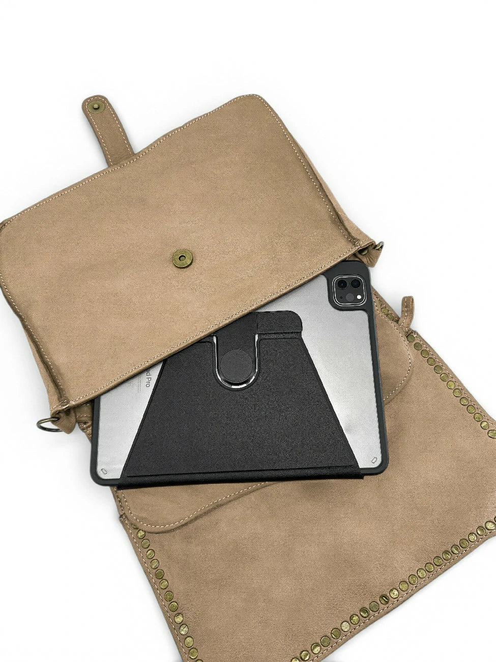 Bolso bandolera en piel vintage MISS K Topo claro