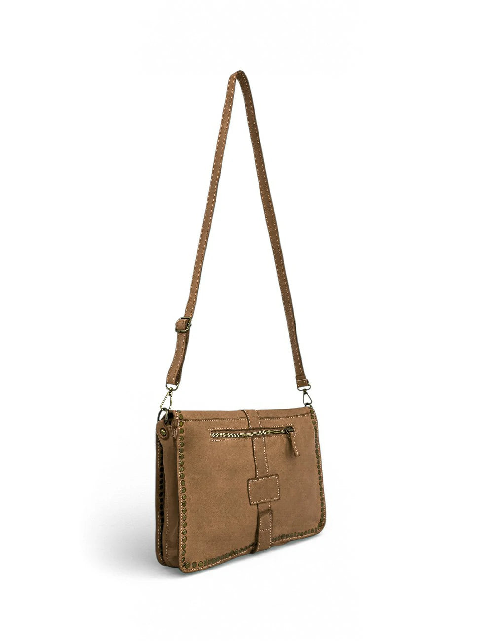 MISS K Taupe Vintage Leather Satchel