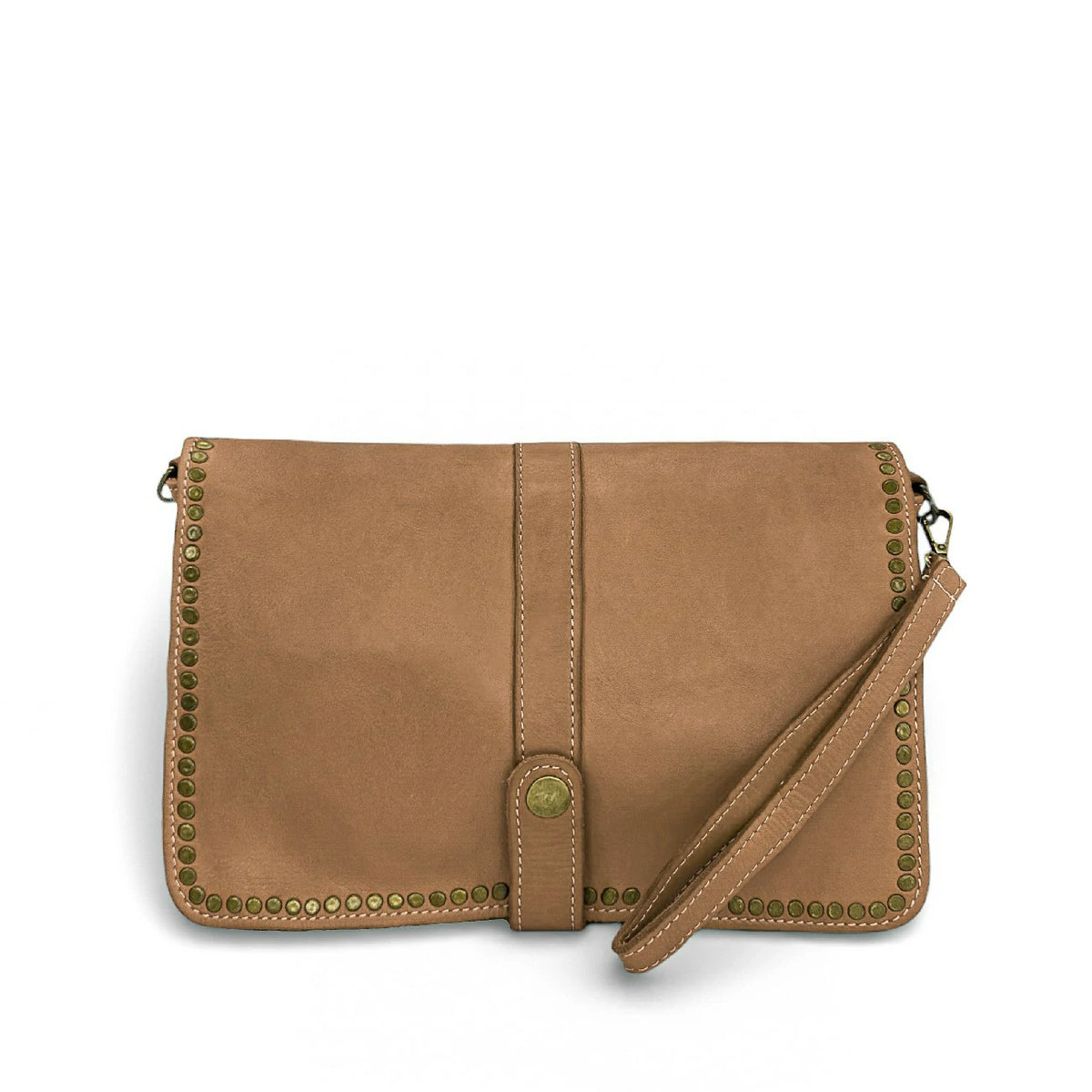MISS K Taupe Vintage Leather Satchel