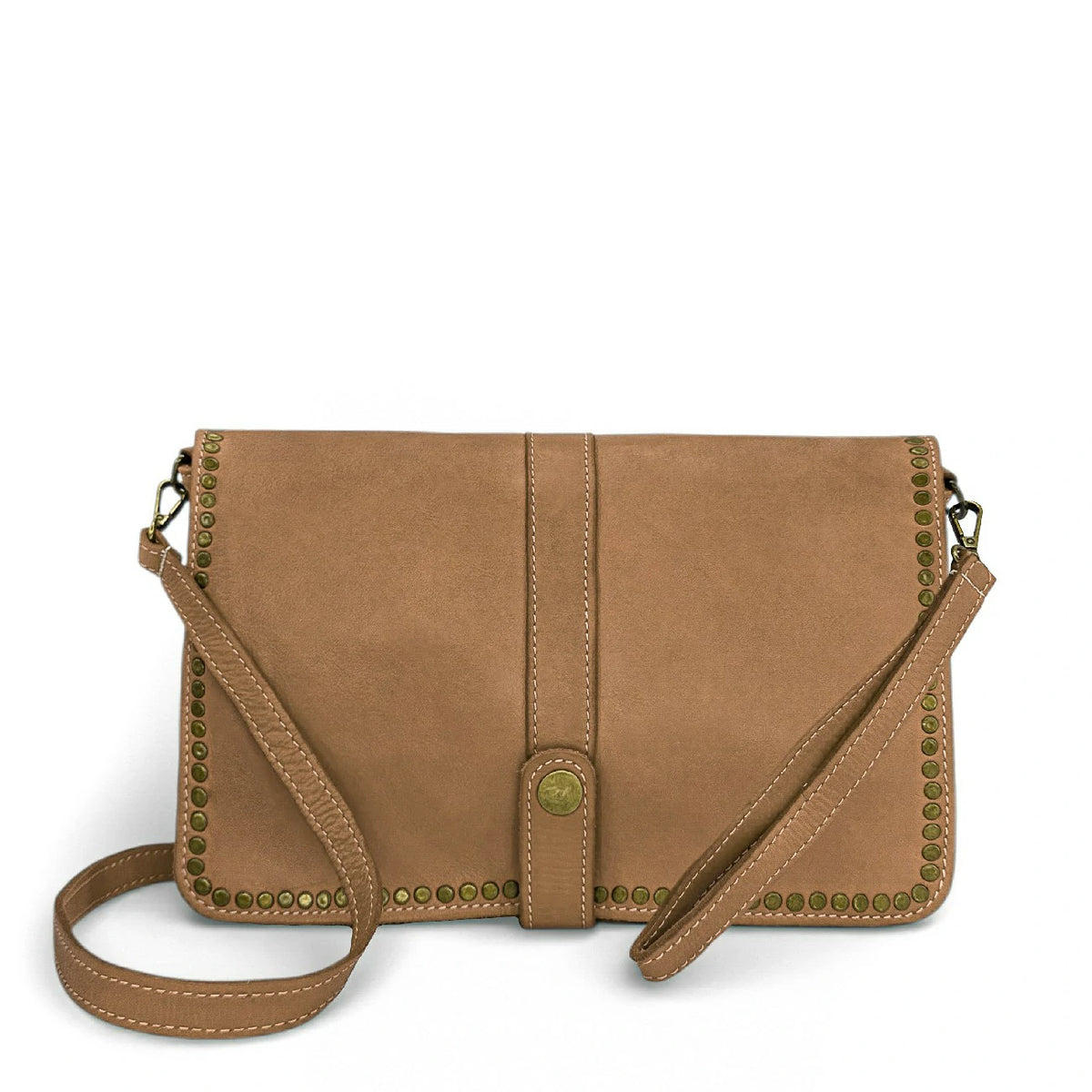 MISS K Taupe Vintage Leather Satchel
