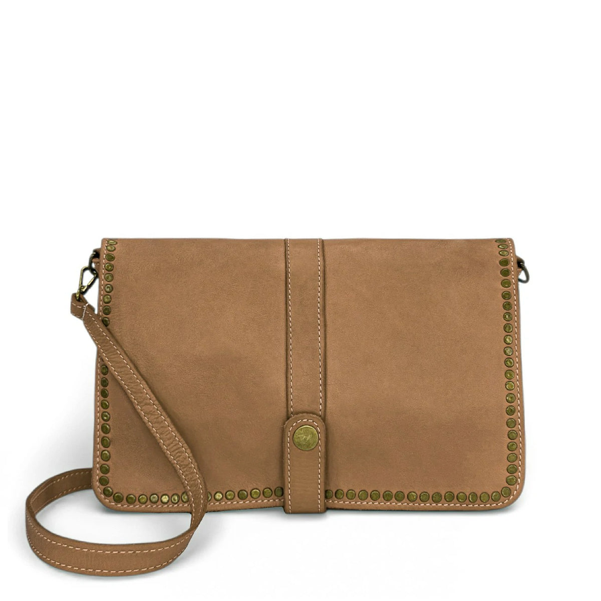 MISS K Taupe Vintage Leather Satchel
