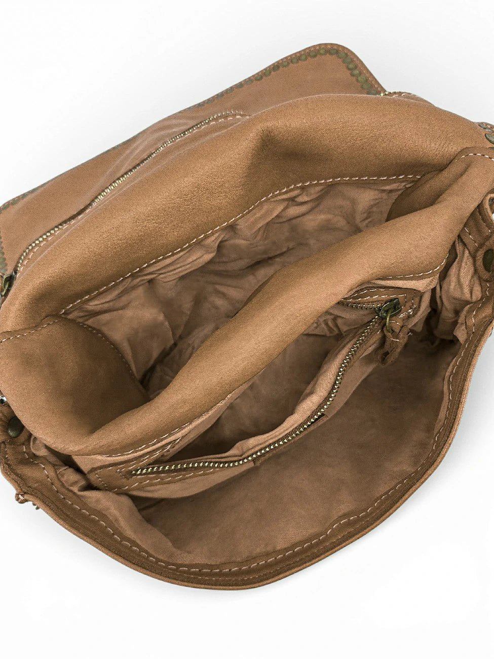 MISS K Taupe Vintage Leather Satchel
