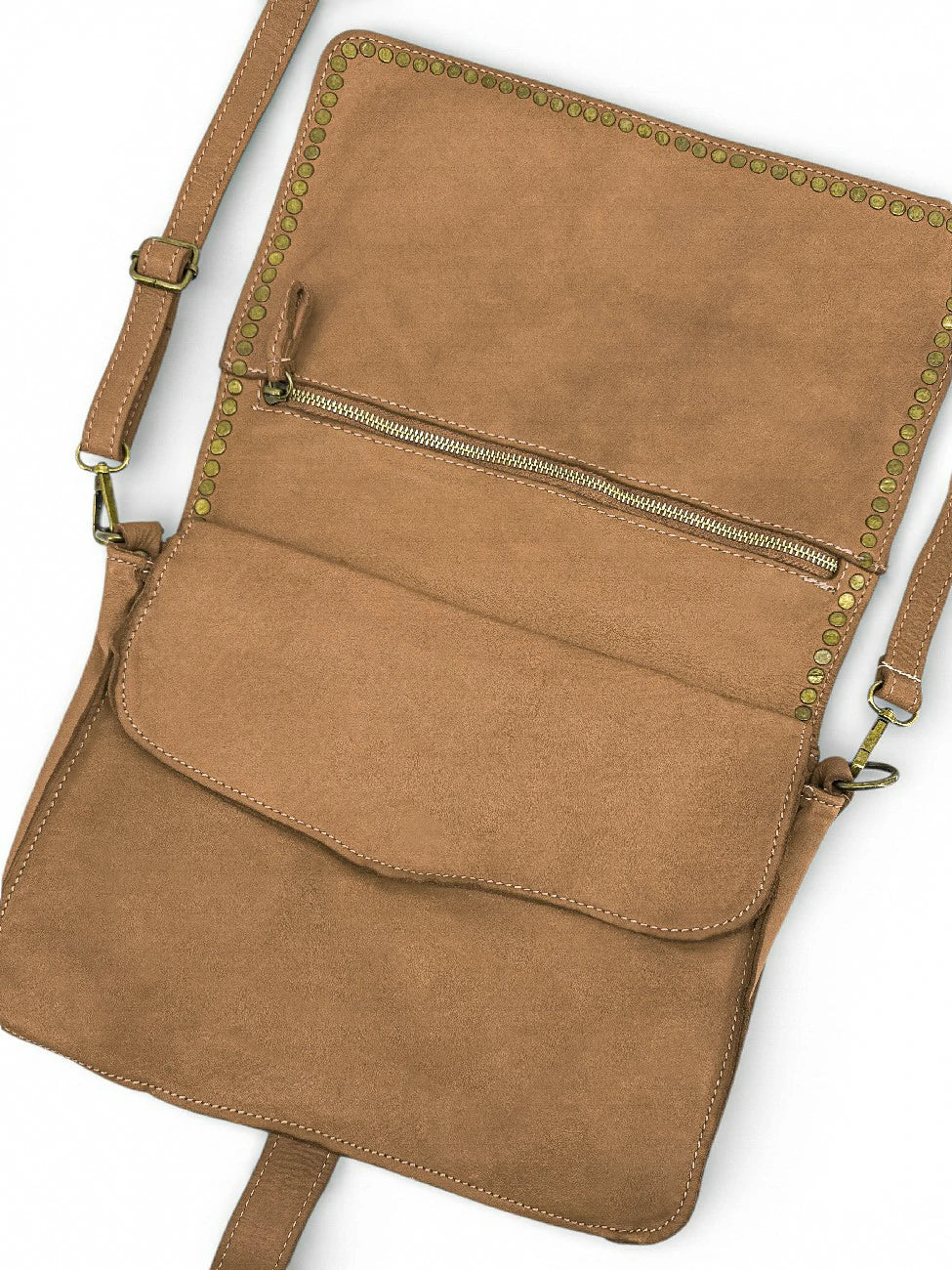 MISS K Taupe Vintage Leather Satchel