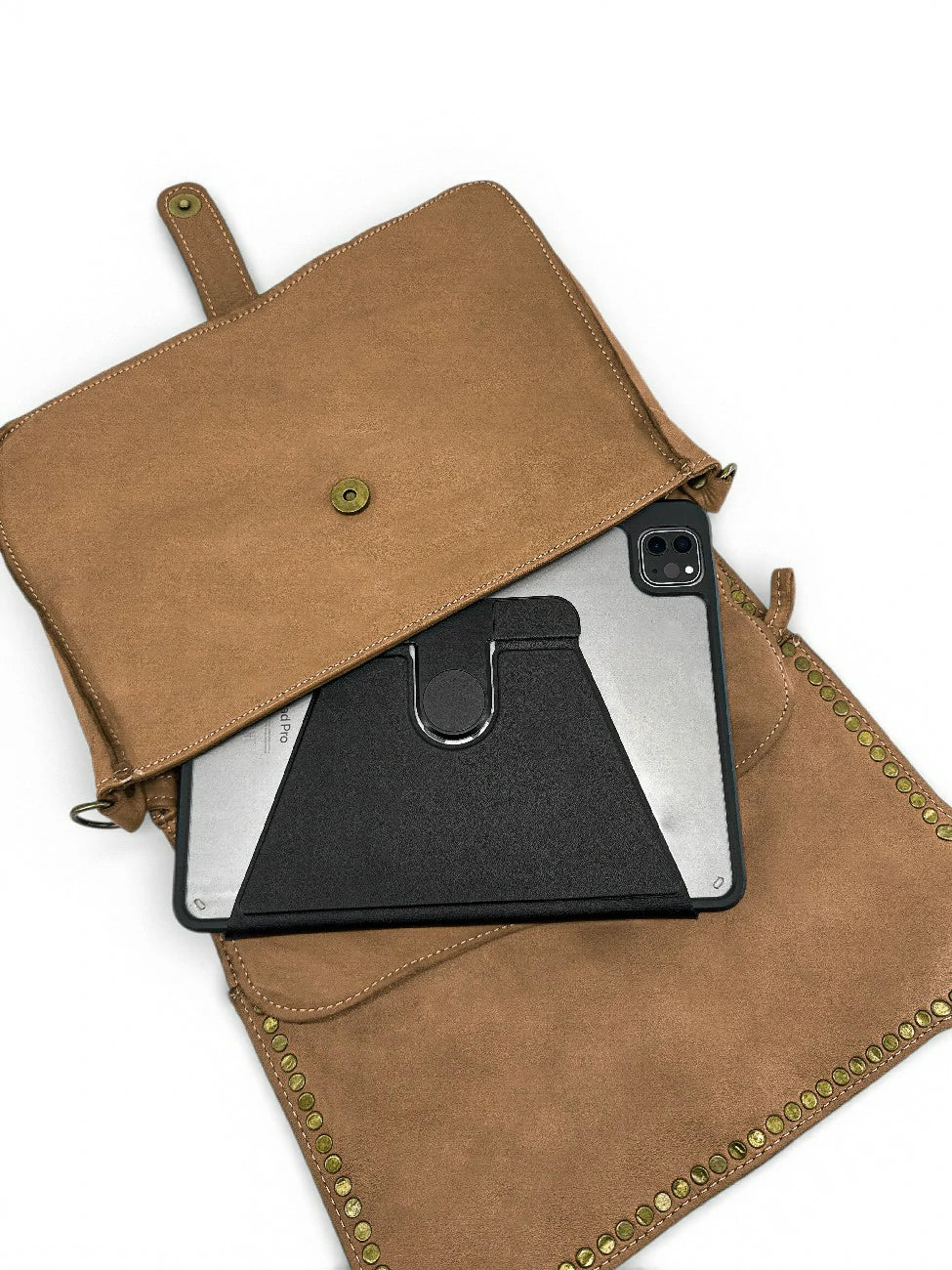 MISS K Taupe Vintage Leather Satchel