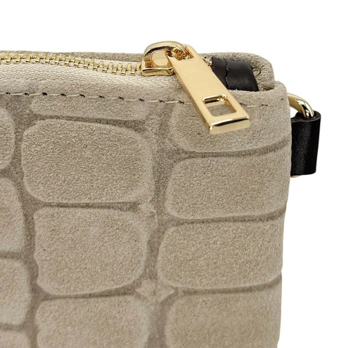 Clutch de ante con relieve efecto cocodrilo ZELINE Topo claro