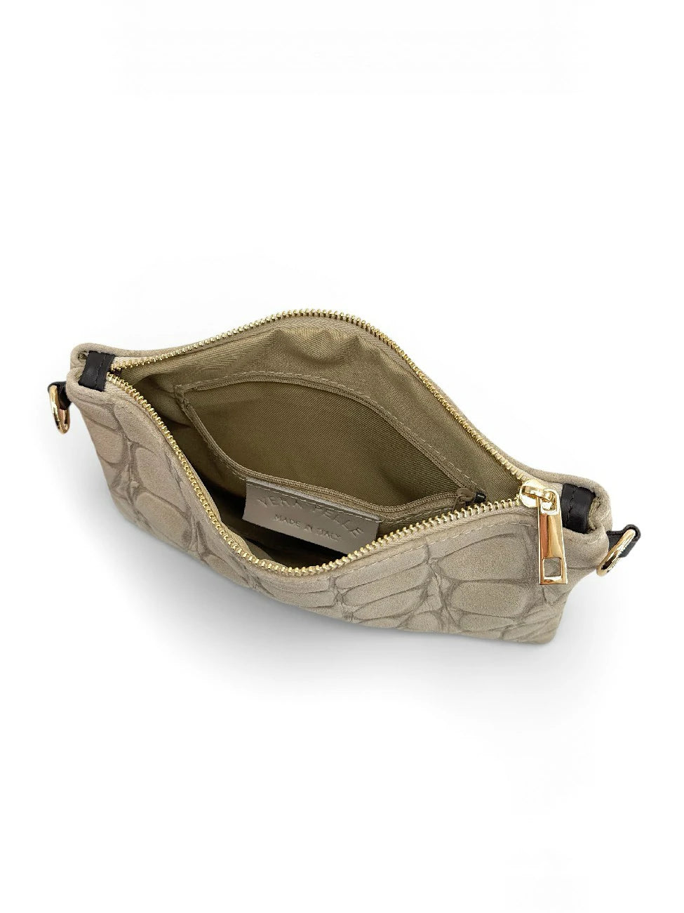 Clutch de ante con relieve efecto cocodrilo ZELINE Topo claro