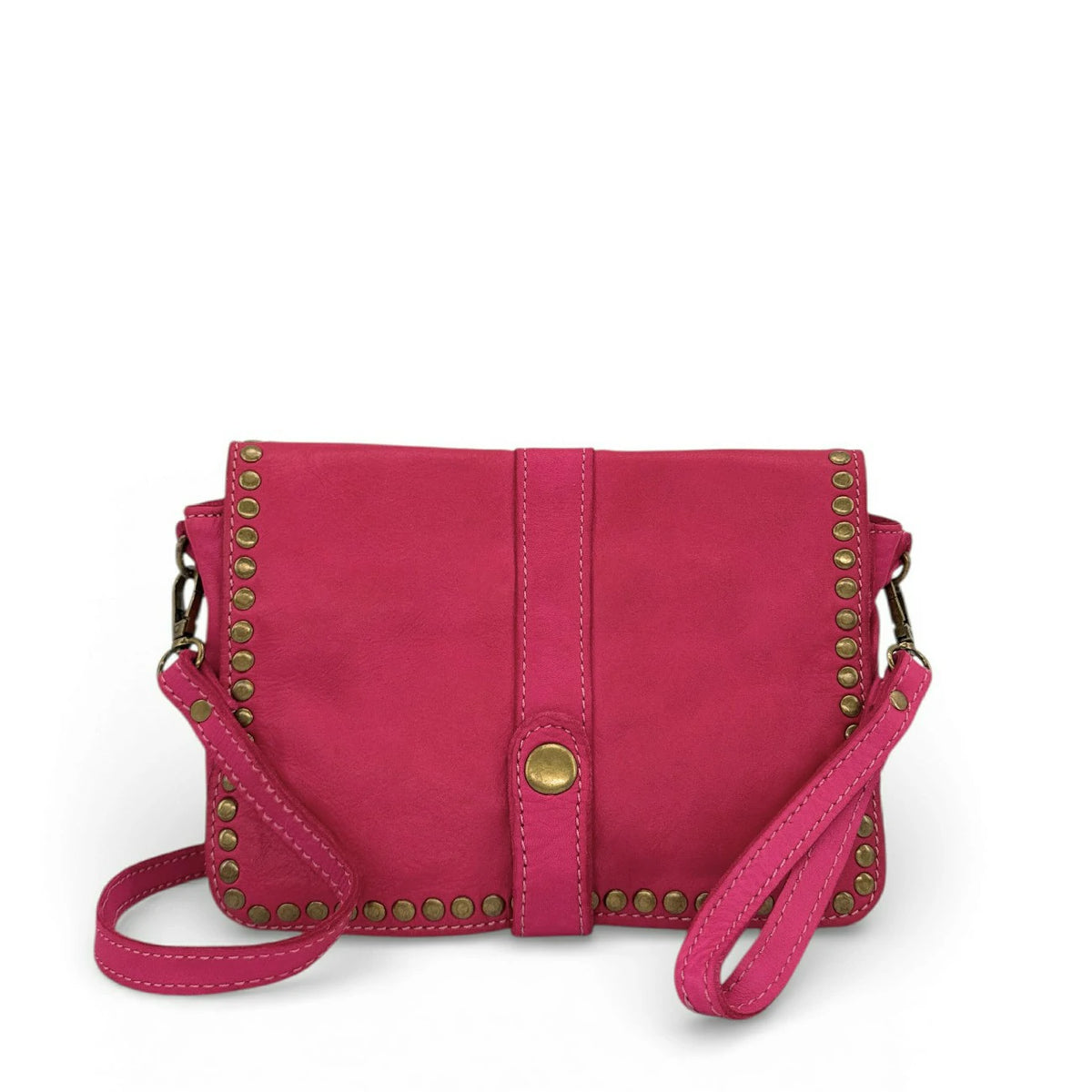 Bolso bandolera de piel vintage MISS SHAN rosa fucsia