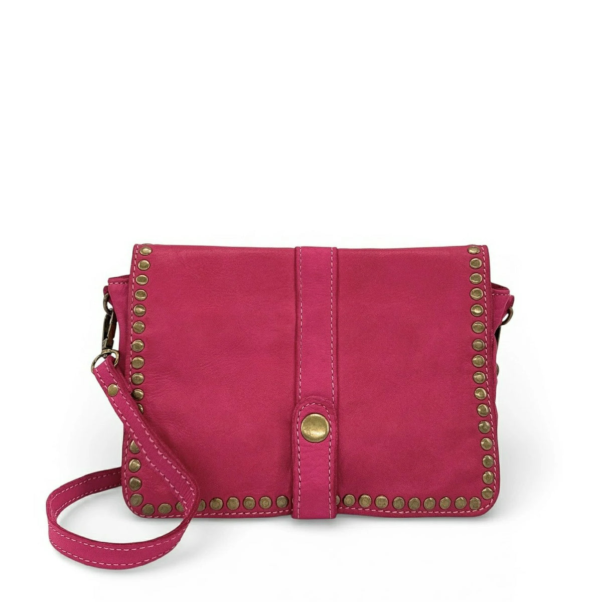 Bolso bandolera de piel vintage MISS SHAN rosa fucsia