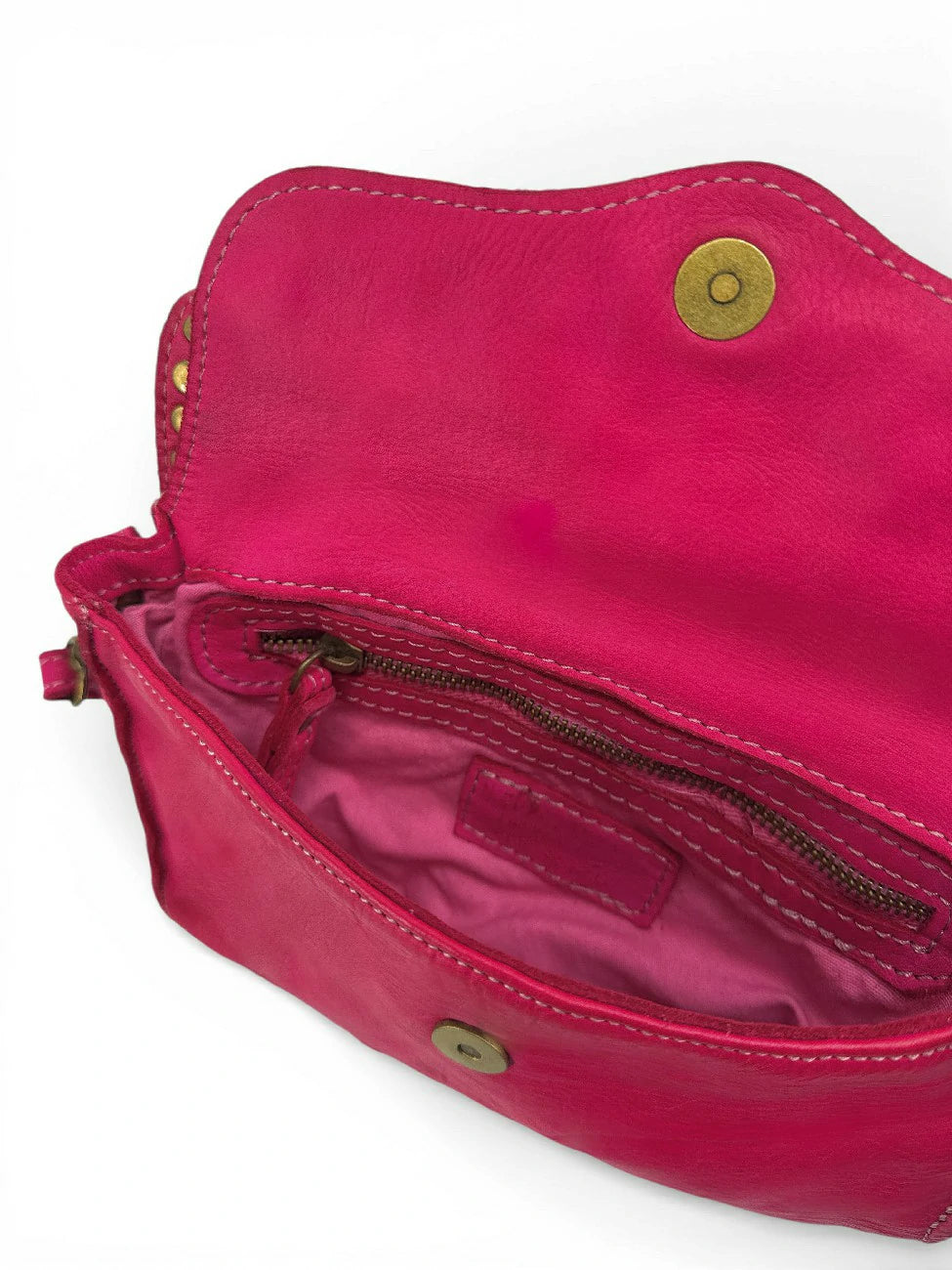 Bolso bandolera de piel vintage MISS SHAN rosa fucsia