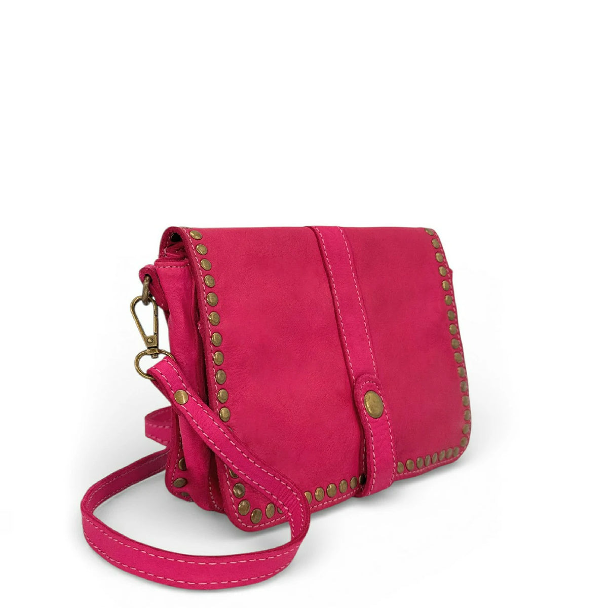 Bolso bandolera de piel vintage MISS SHAN rosa fucsia