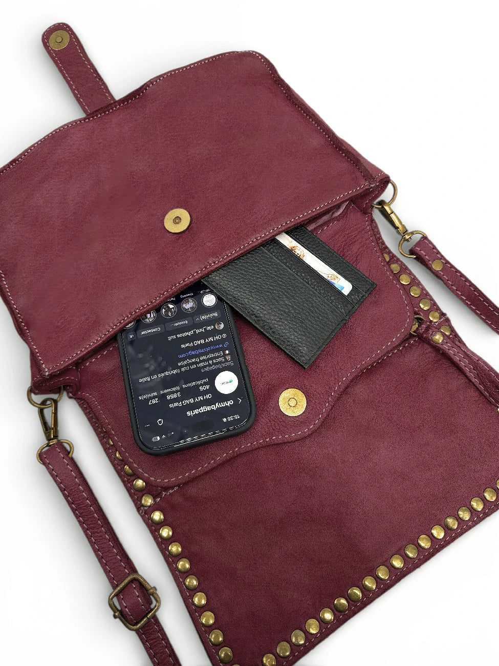 Bolso bandolera de piel vintage MISS SHAN Ciruela