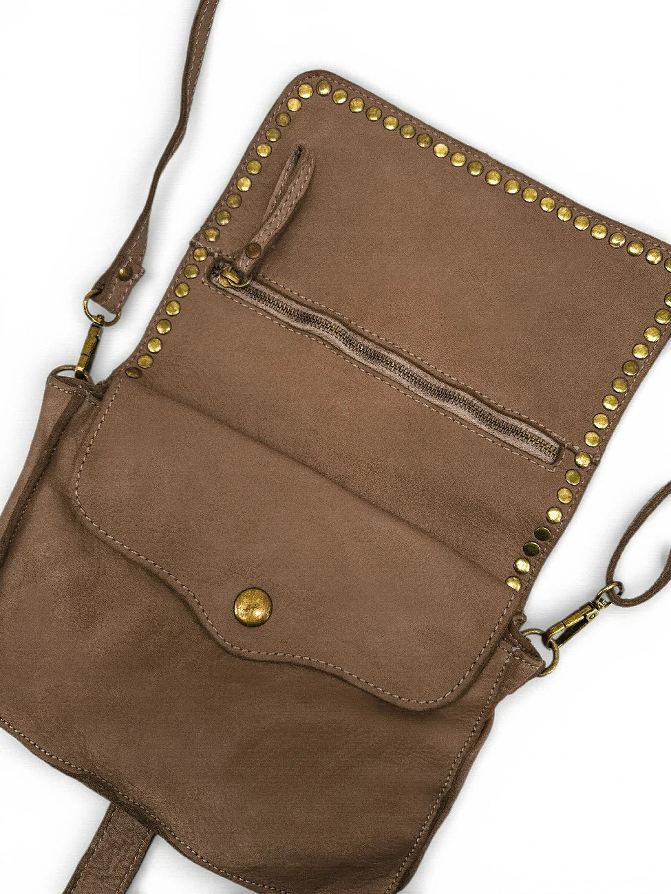 Kuriertasche mit Schulterriemen aus Vintage-Leder MISS SHAN Dunkeltaupe