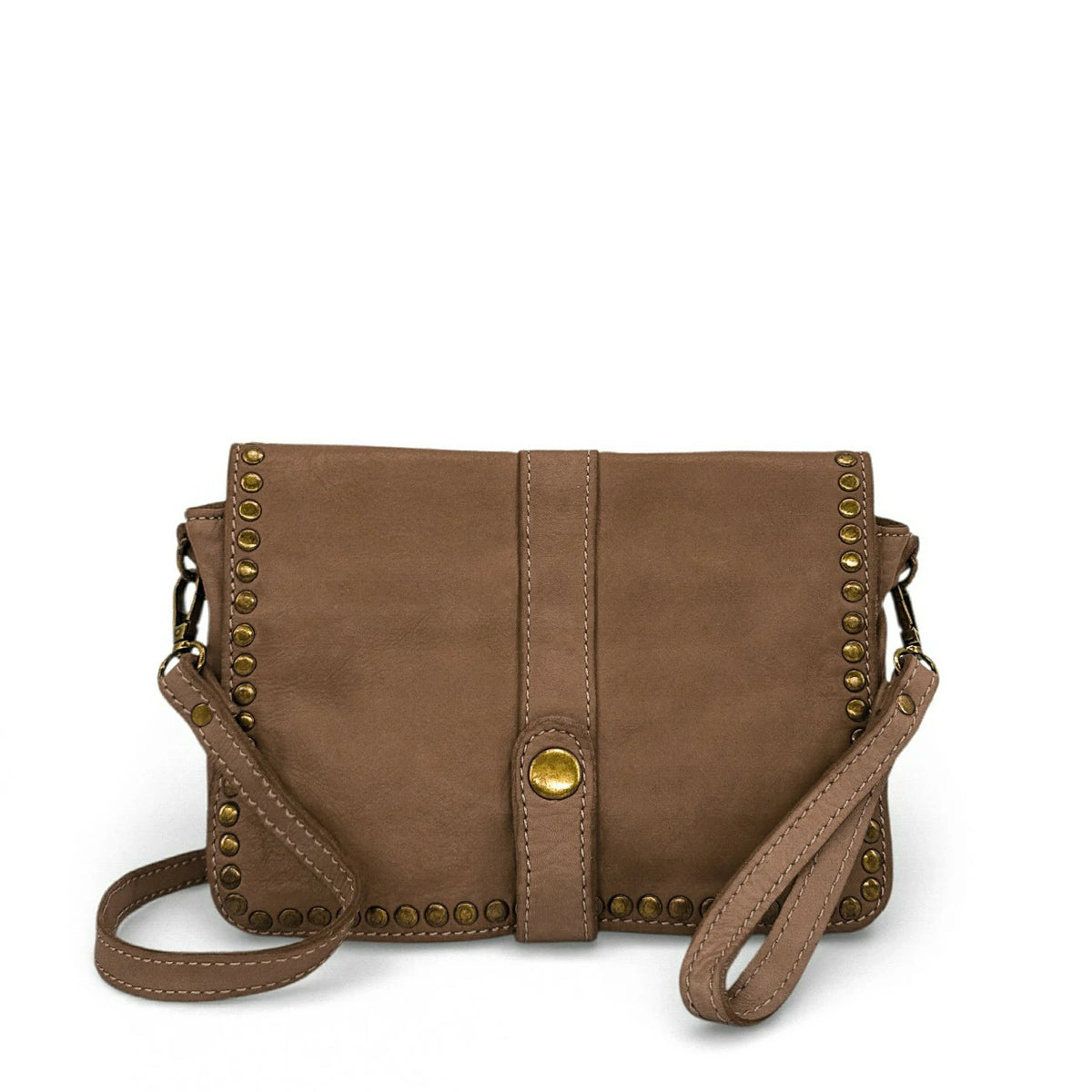 Kuriertasche mit Schulterriemen aus Vintage-Leder MISS SHAN Dunkeltaupe