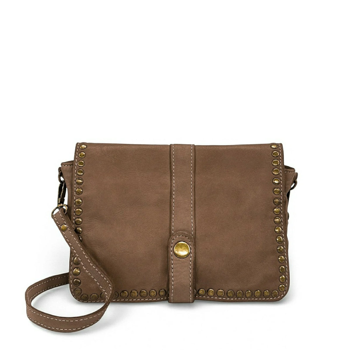 Kuriertasche mit Schulterriemen aus Vintage-Leder MISS SHAN Dunkeltaupe