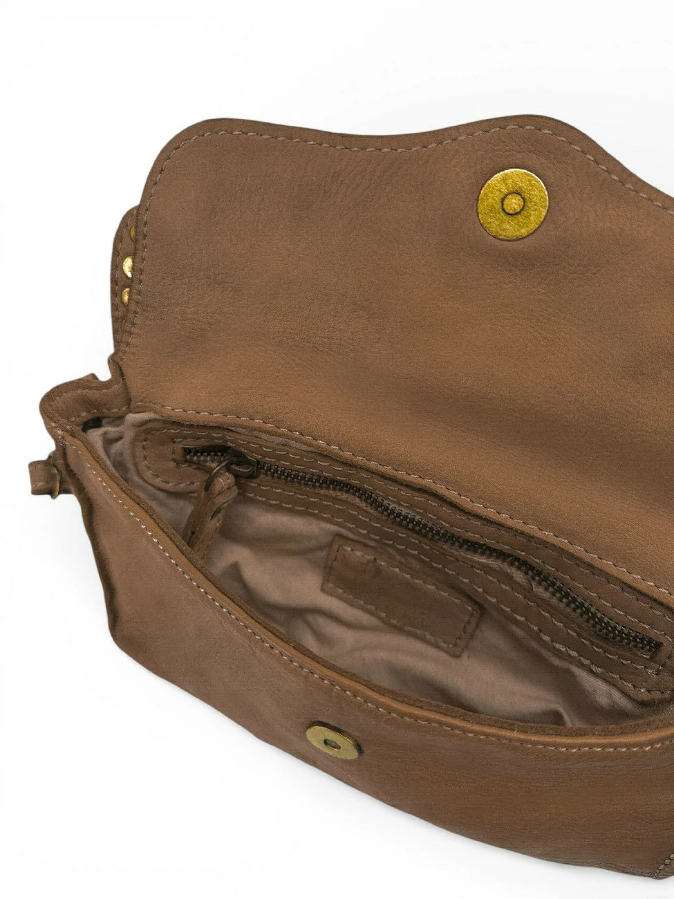 Kuriertasche mit Schulterriemen aus Vintage-Leder MISS SHAN Dunkeltaupe