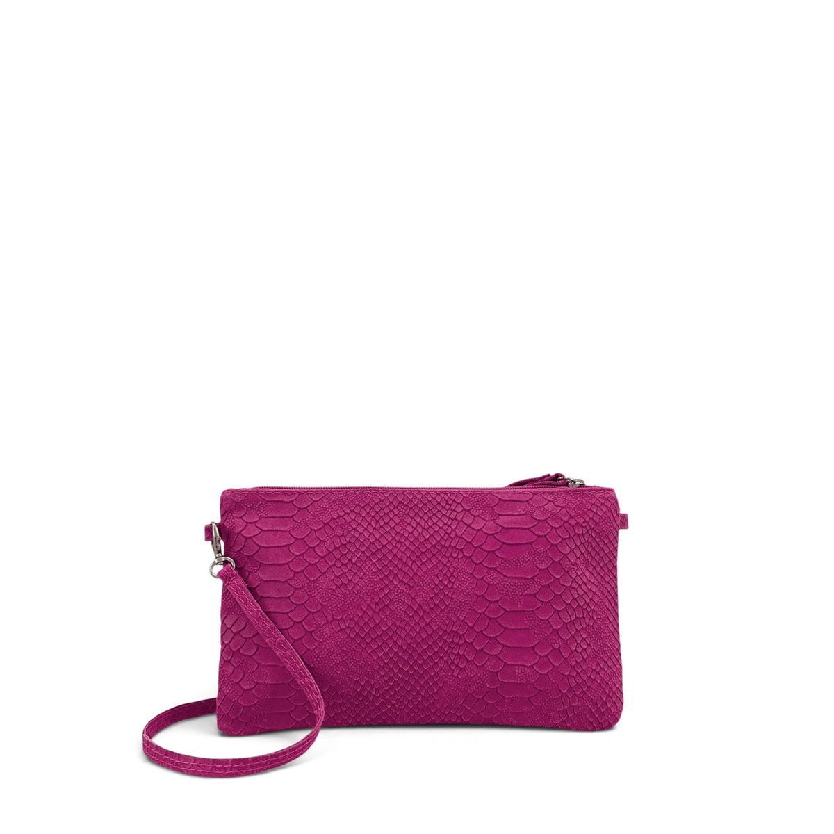 Clutch van leer met slangenprint DUNDEE Fuchsia