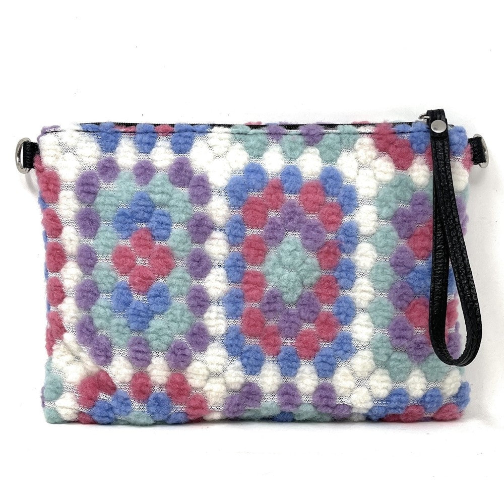 Sac pochette en laine feutrée et cuir TWIGGY Mauve