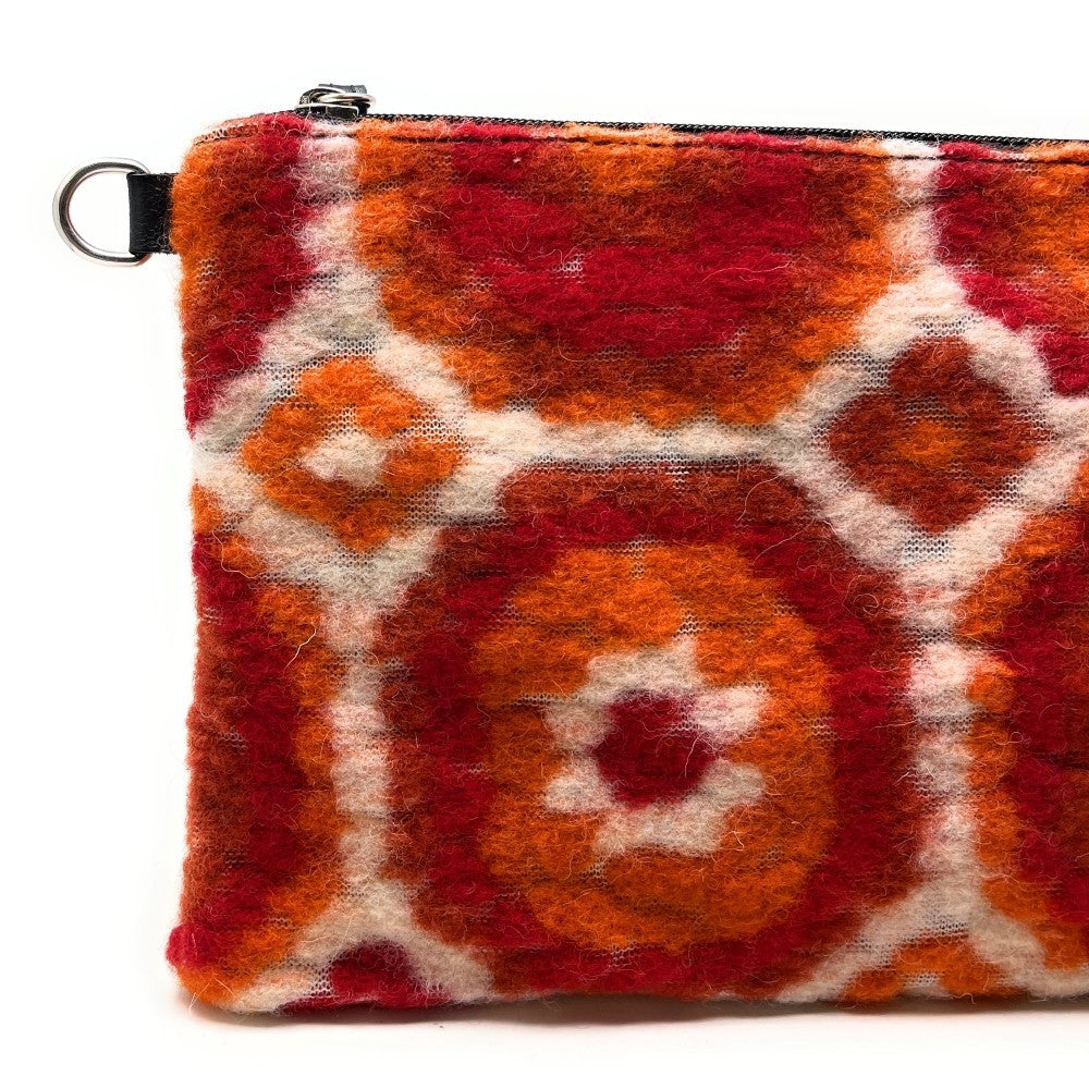 Sac pochette en laine feutrée et cuir TWIGGY Orange