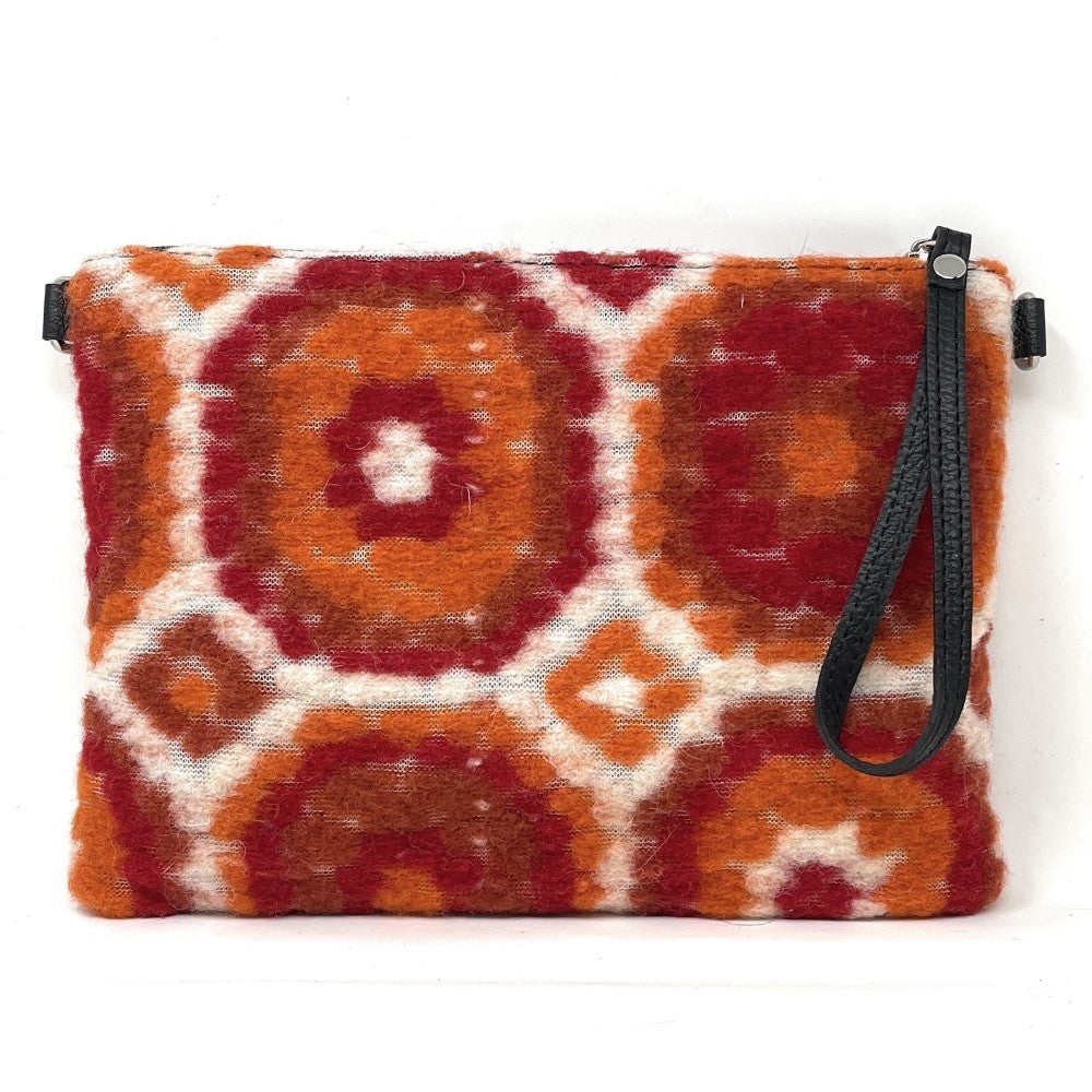 Sac pochette en laine feutrée et cuir TWIGGY Orange