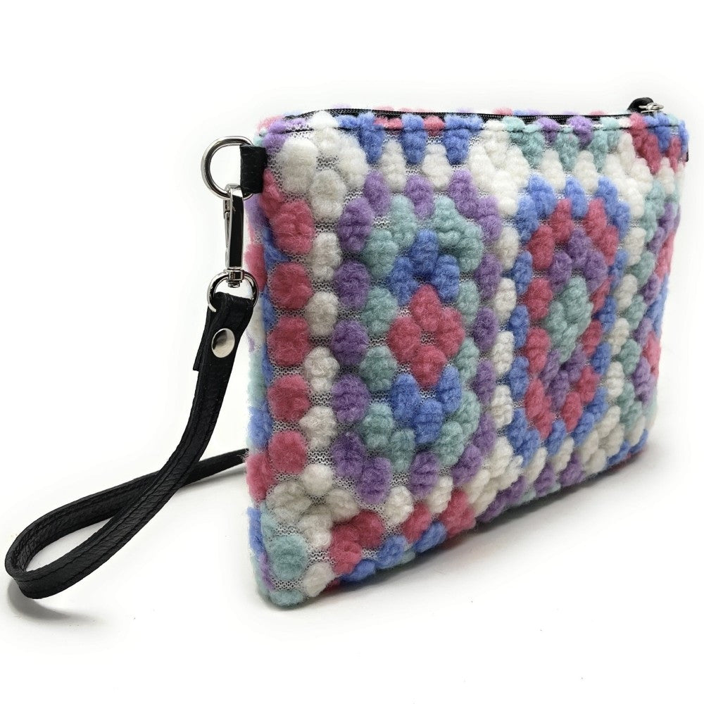 Sac pochette en laine feutrée et cuir TWIGGY Mauve