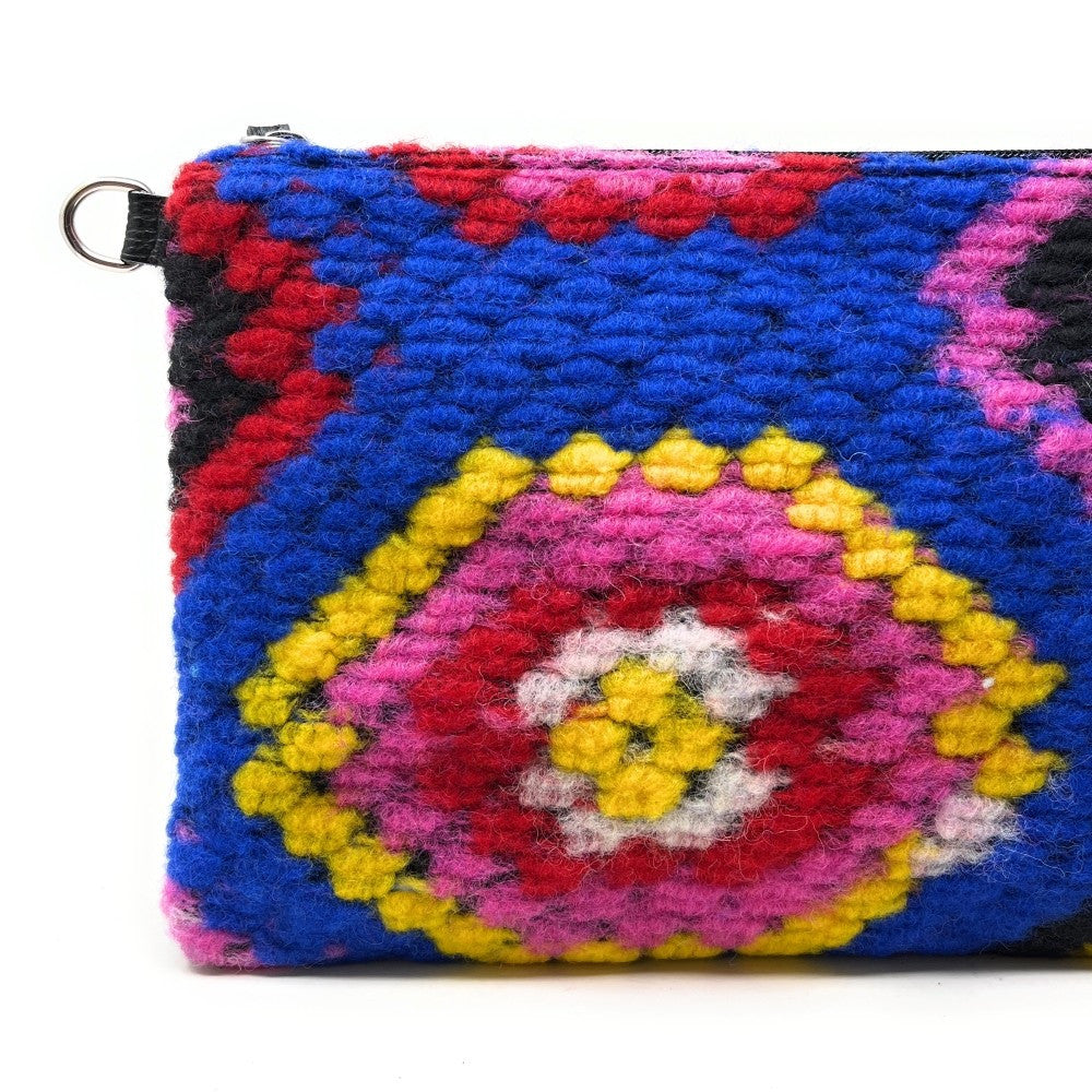 Sac pochette en laine feutrée et cuir TWIGGY Bleu roi