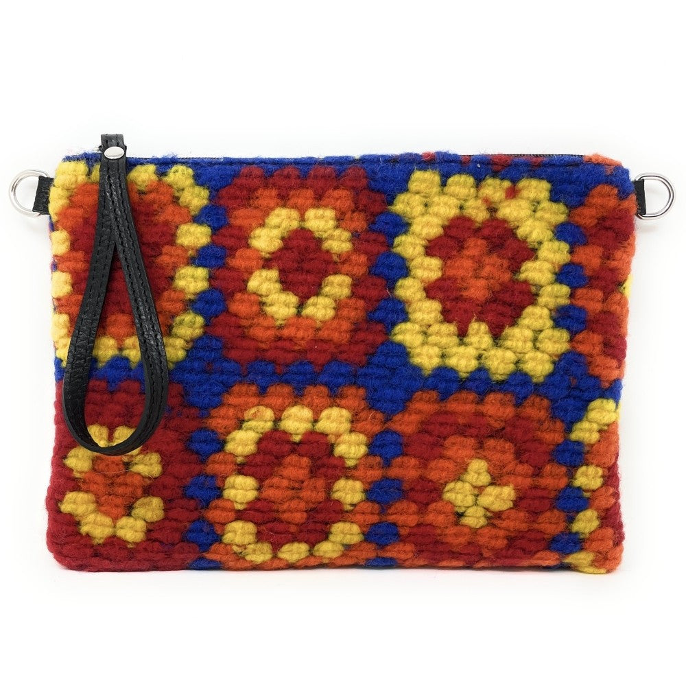 Sac pochette en laine feutrée et cuir TWIGGY Jaune tournesol