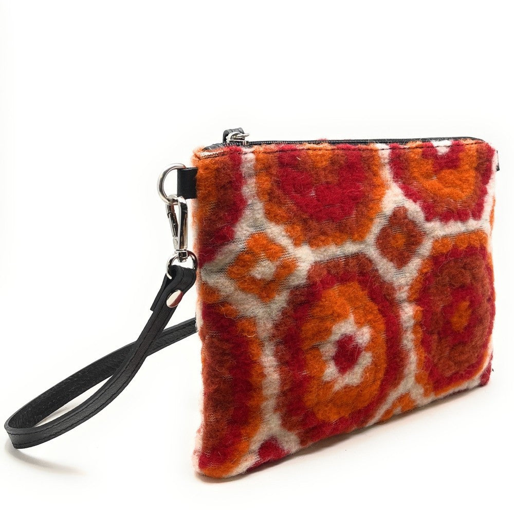 Sac pochette en laine feutrée et cuir TWIGGY Orange