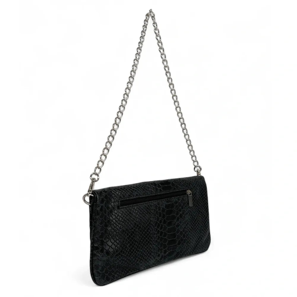 Sac pochette en cuir embossé ROXANE PYTHON Noir