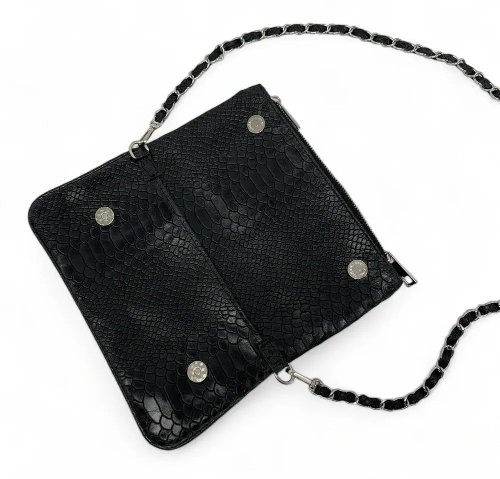 Sac pochette en cuir embossé ROXANE PYTHON Noir