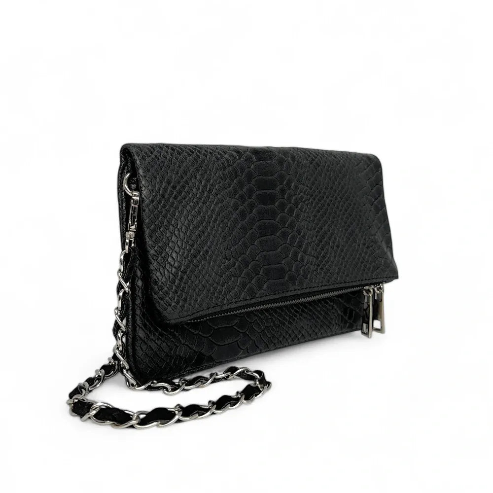 Sac pochette en cuir embossé ROXANE PYTHON Noir