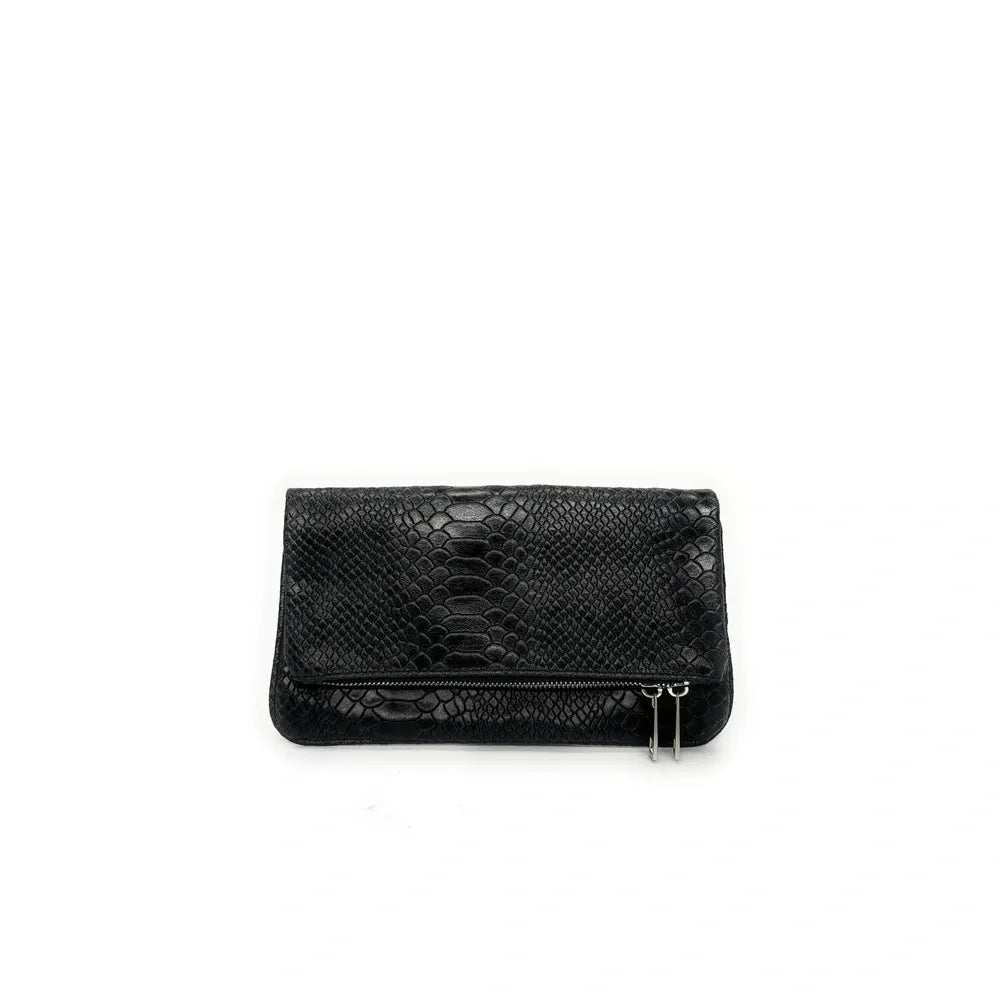 Sac pochette en cuir embossé ROXANE PYTHON Noir