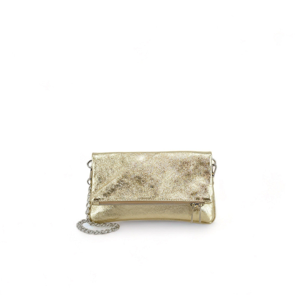 Sac pochette en cuir grainé ROXANE Or pâle