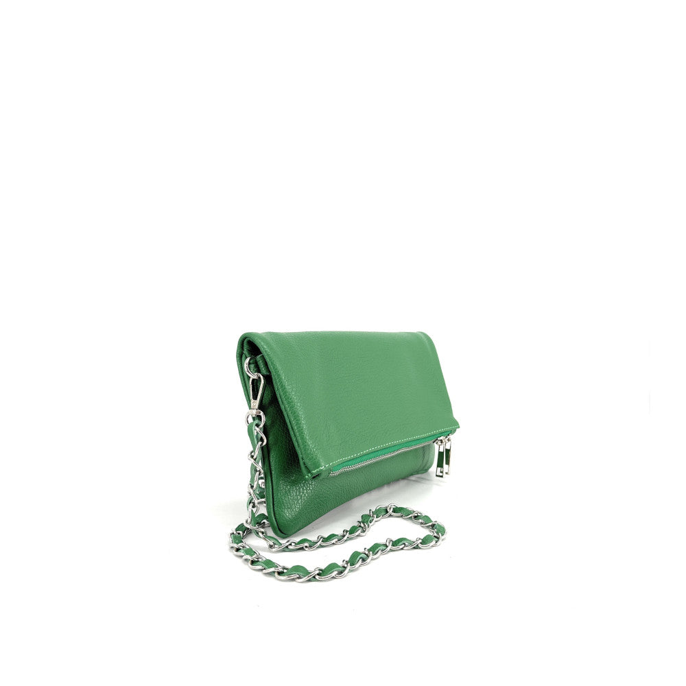 Sac pochette en cuir grainé ROXANE Vert anglais
