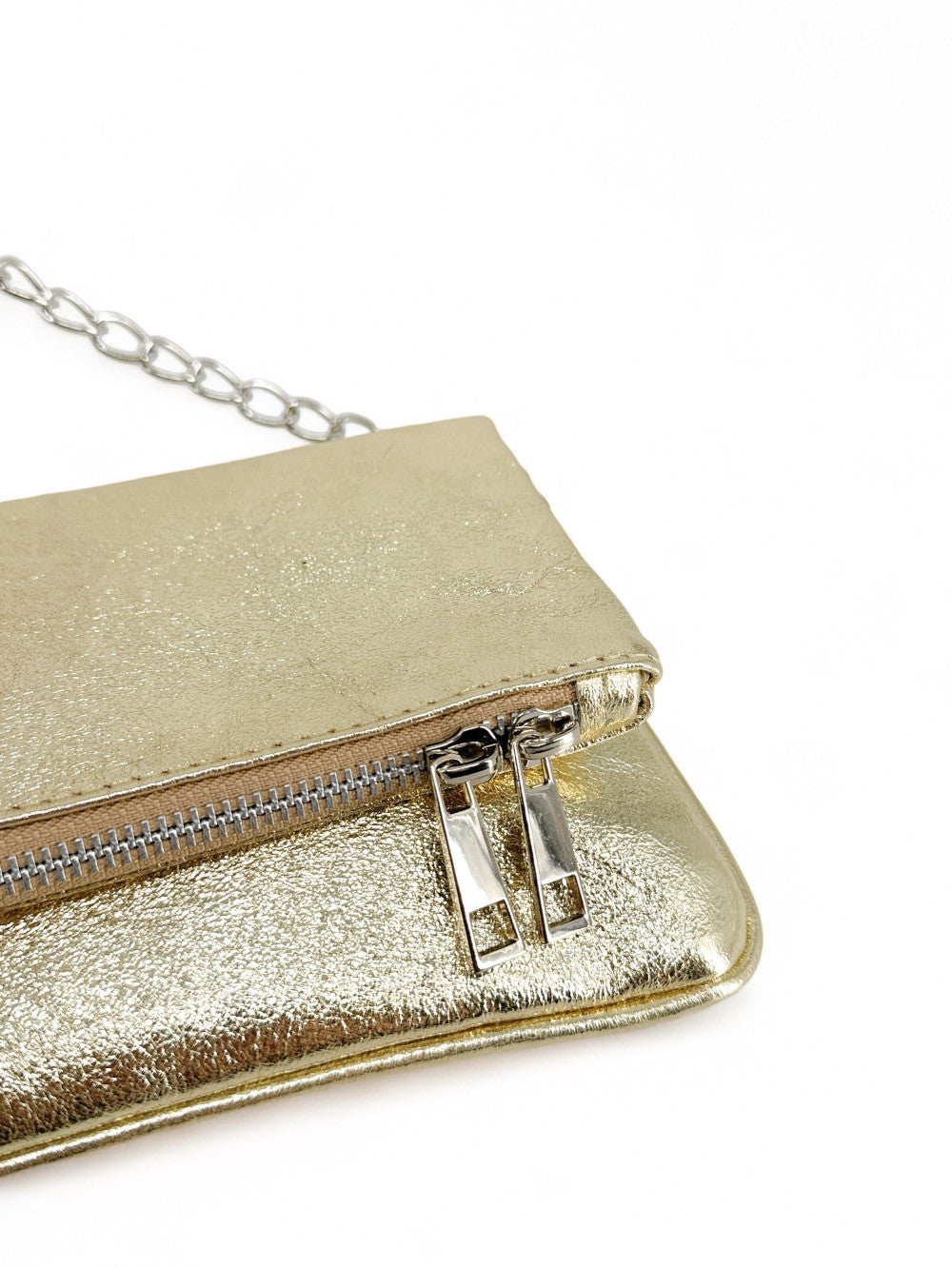Sac pochette en cuir grainé ROXANE Or pâle
