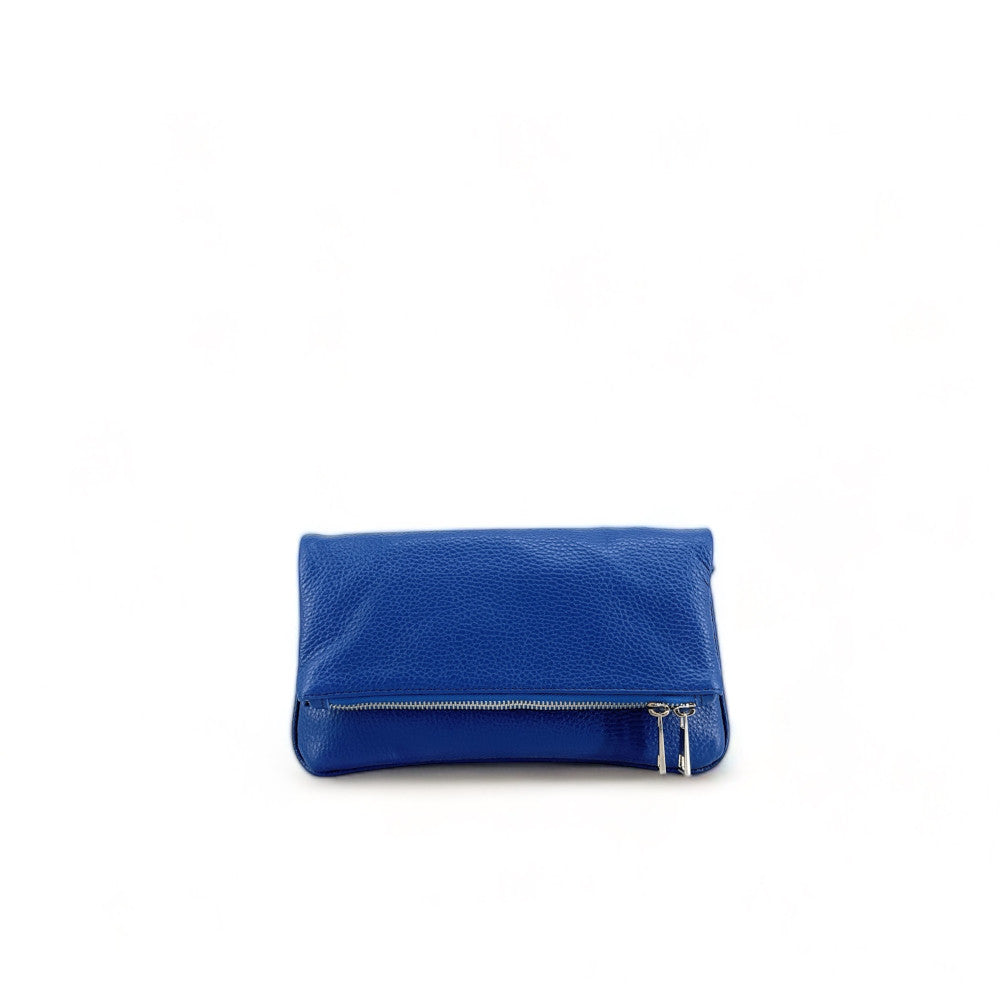 Sac pochette en cuir grainé ROXANE Bleu