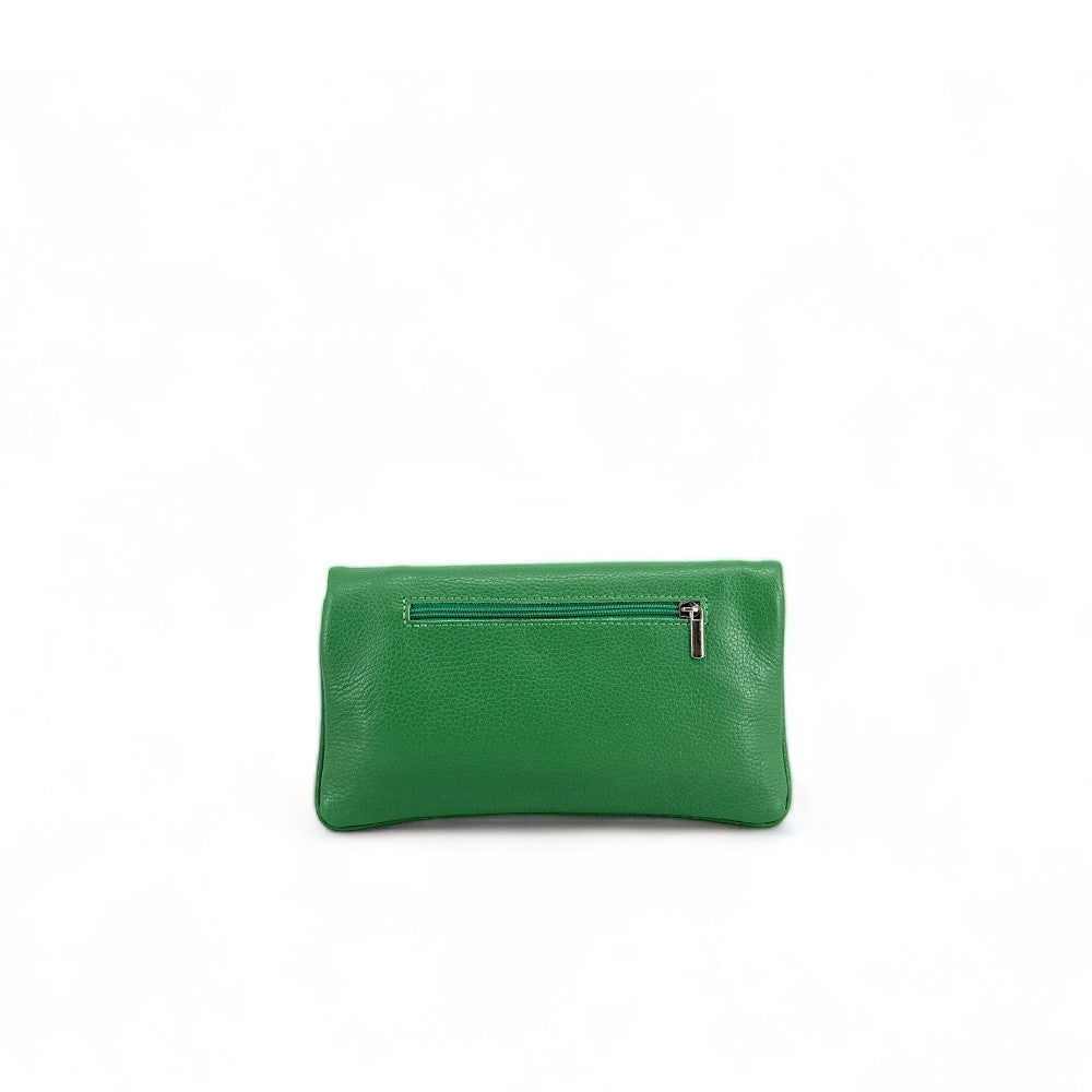 Sac pochette en cuir grainé ROXANE Vert anglais