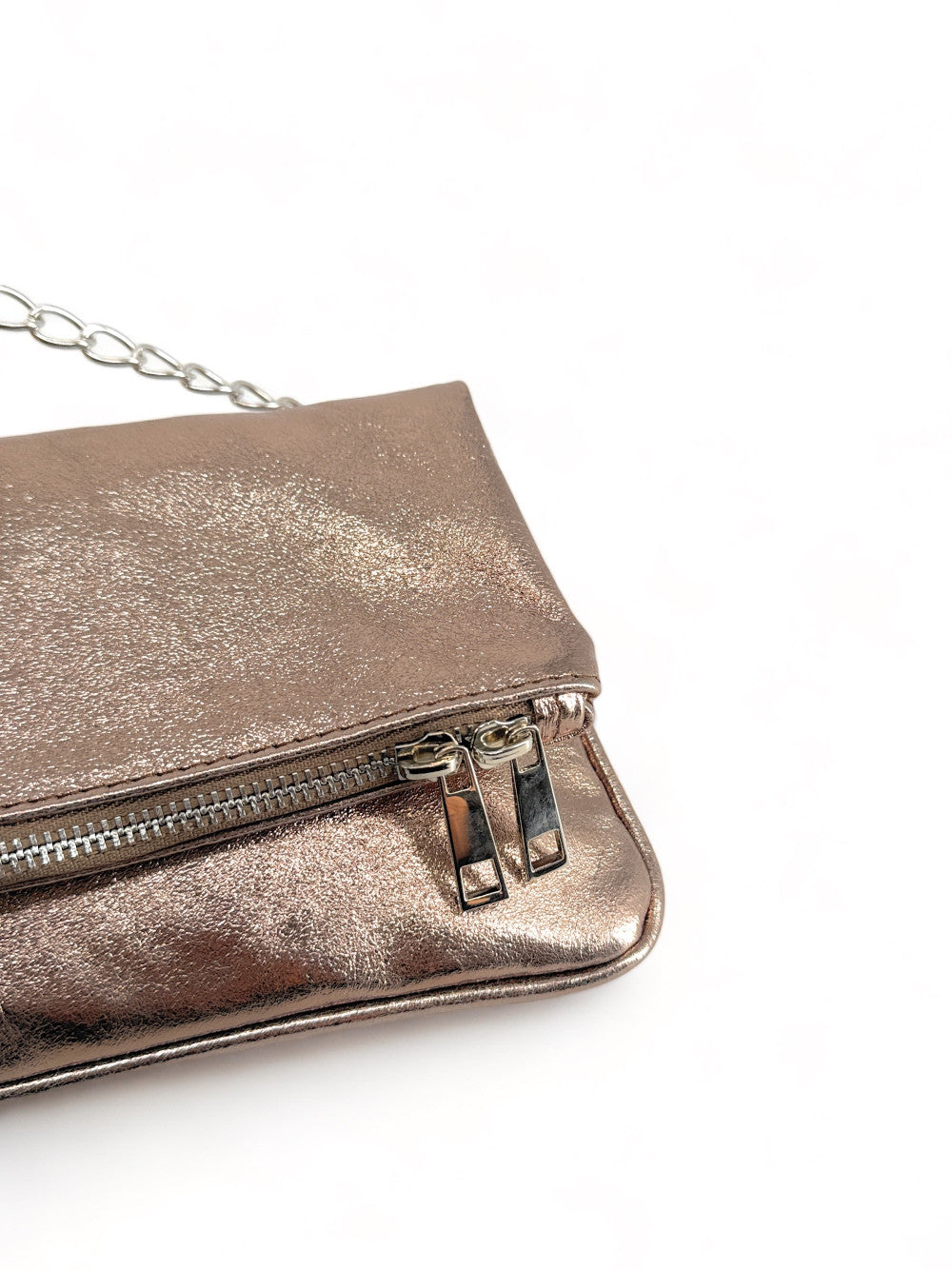Sac pochette en cuir grainé ROXANE Champagne irisé