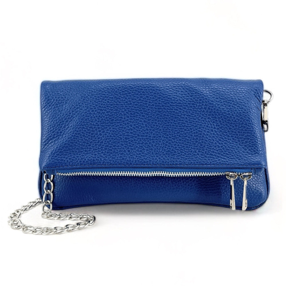 Sac pochette en cuir grainé ROXANE Bleu
