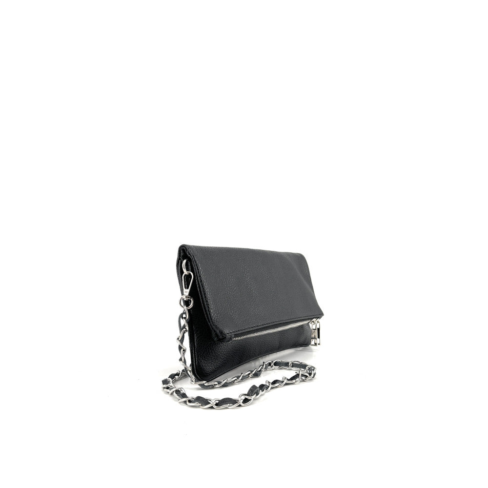 Sac pochette en cuir grainé ROXANE Noir