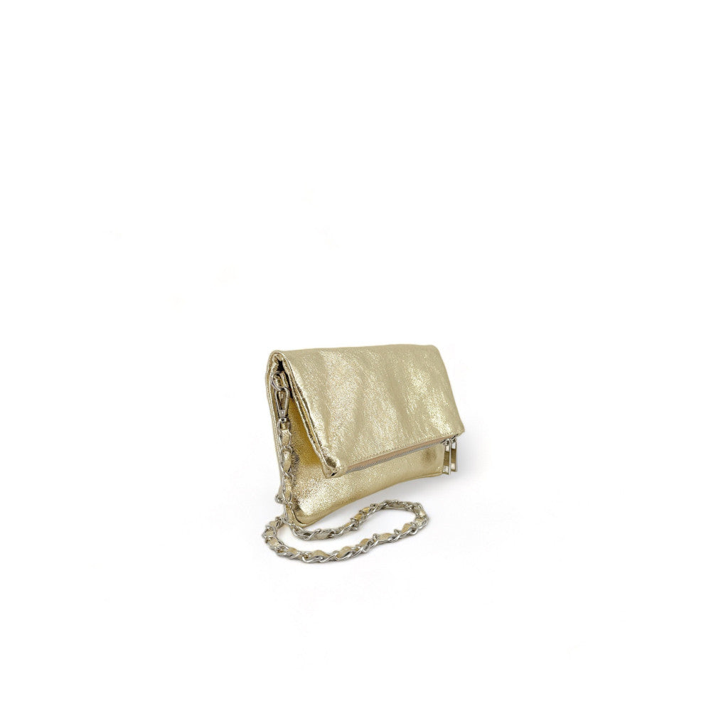 Sac pochette en cuir grainé ROXANE Or pâle