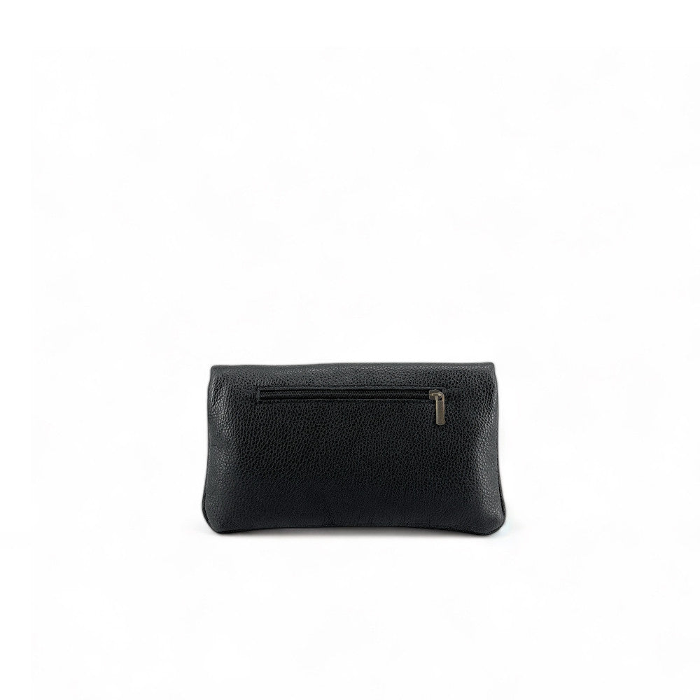 Sac pochette en cuir grainé ROXANE Noir