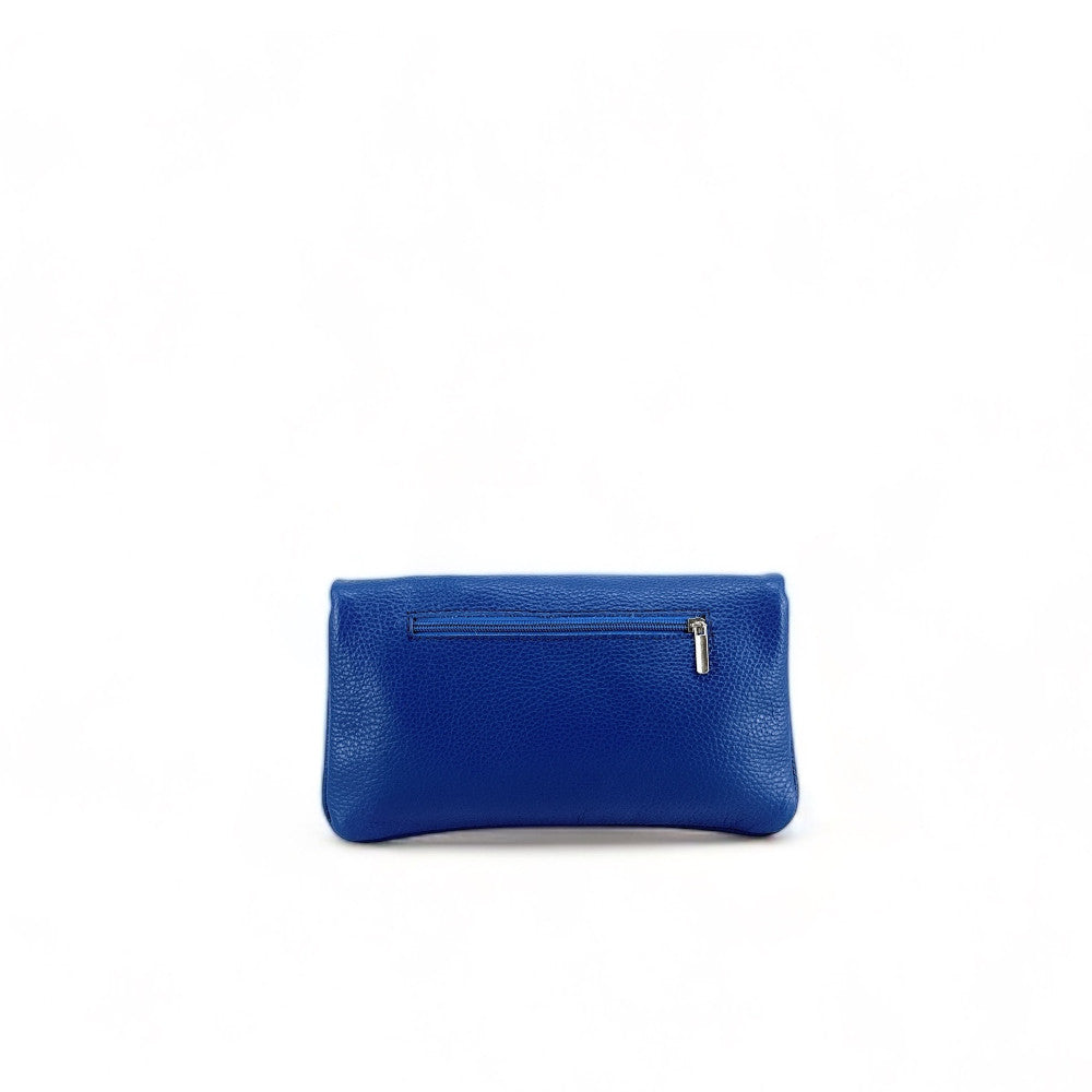 Sac pochette en cuir grainé ROXANE Bleu