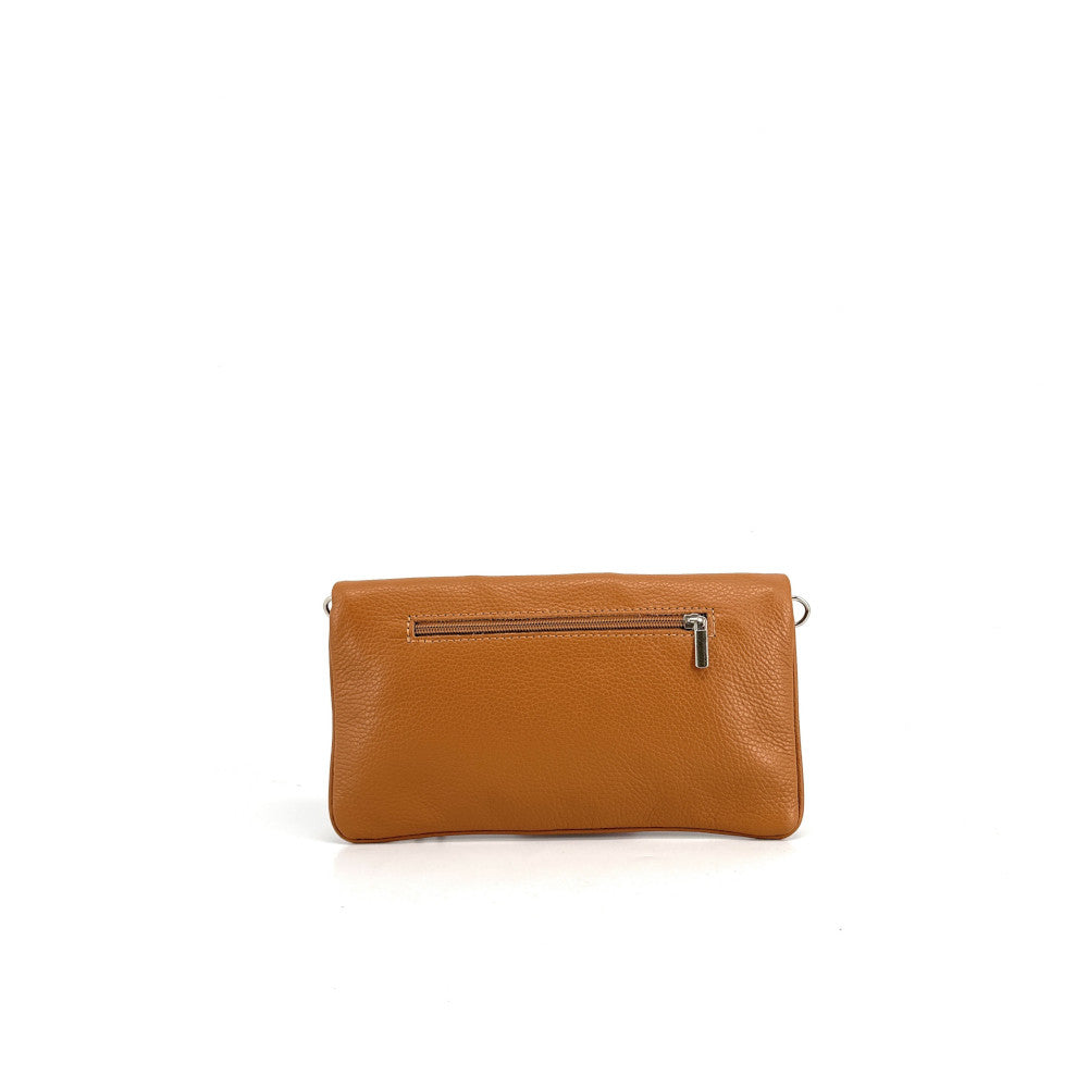 Sac pochette en cuir grainé ROXANE Camel foncé