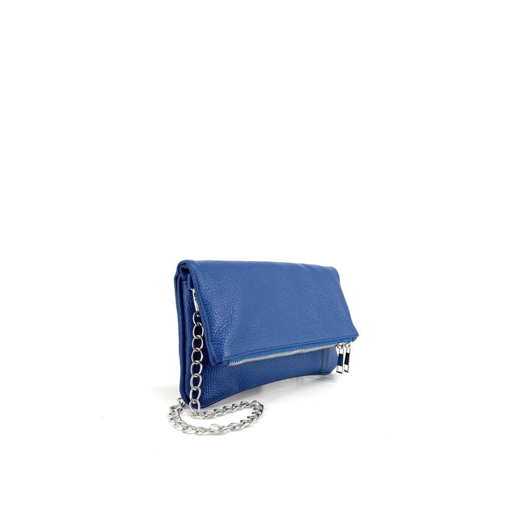 Sac pochette en cuir grainé ROXANE Bleu