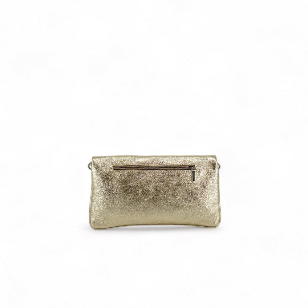Sac pochette en cuir grainé ROXANE Or pâle